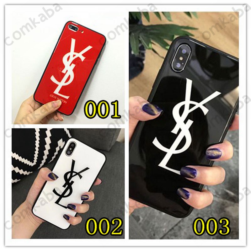 YSL イブサンローラン ブランド iphone12/12 pro/12 max/12 pro max/11/11 pro/se2ケース ガラスケース 全機種対応  galaxy s20+/A20/A30/Note10/s10/s9/s8ケース