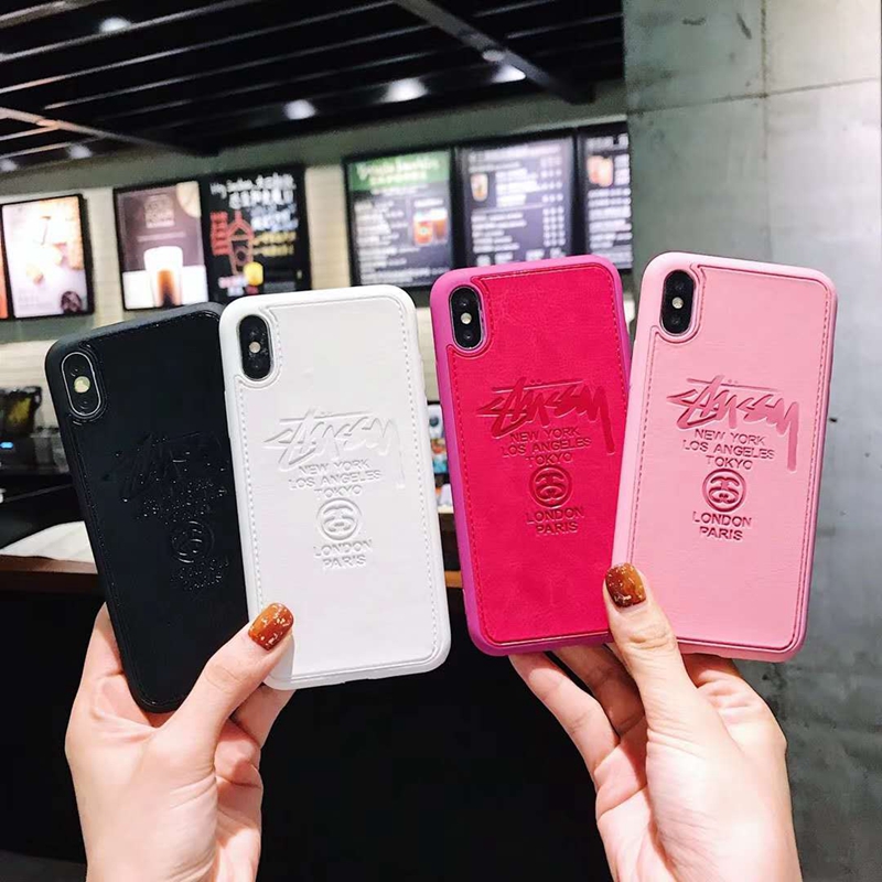 Stussy ブランド iphone 12/12 pro/12 mini/12 pro max/11/11 pro/11 pro max/se2ケース 凹み STUSSY ステューシー レザー ステッチ iPhone x/xr/xs/xs maxスマホケース 純色