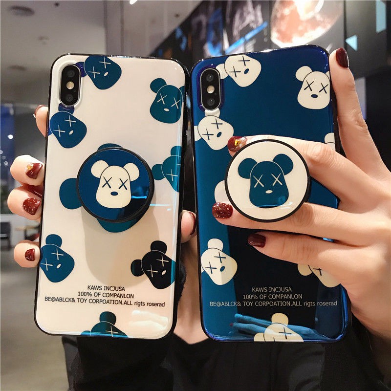 KAWS iphone 11/11 pro/11 pro max/se2ケース おしゃれ カウズ柄 背面ガラス Huawei p30/p30 pro/p20/p20 pro/mate30/mate30 pro