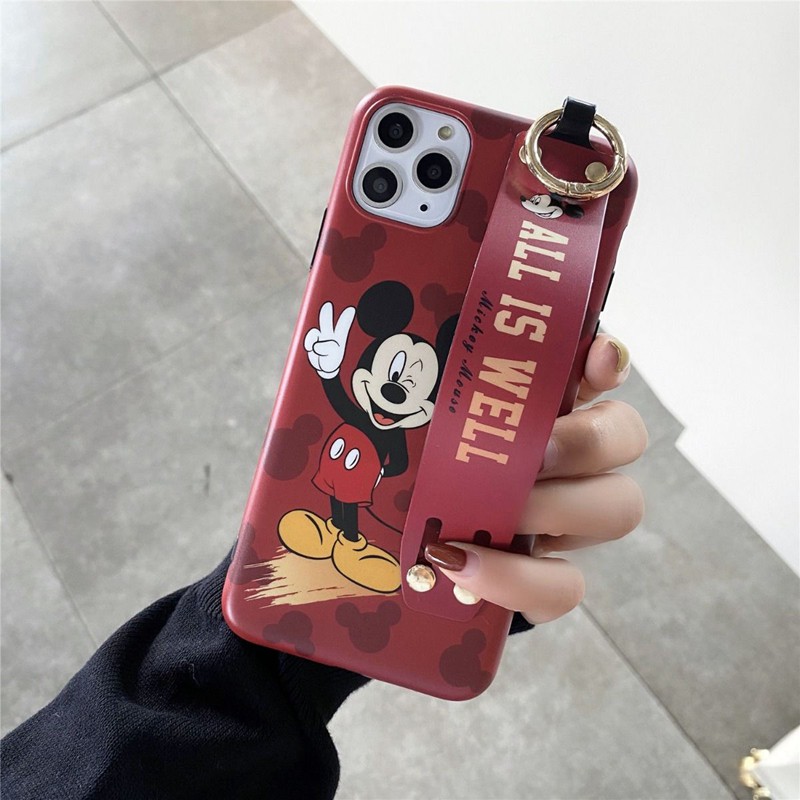 Disney ディズニー iphone 12/12 pro/12 pro max/12 mini/11/11 pro/11 pro max/se2ケース オシャレ ハンドバンド付 Minnie Mouse ミッキーマウス