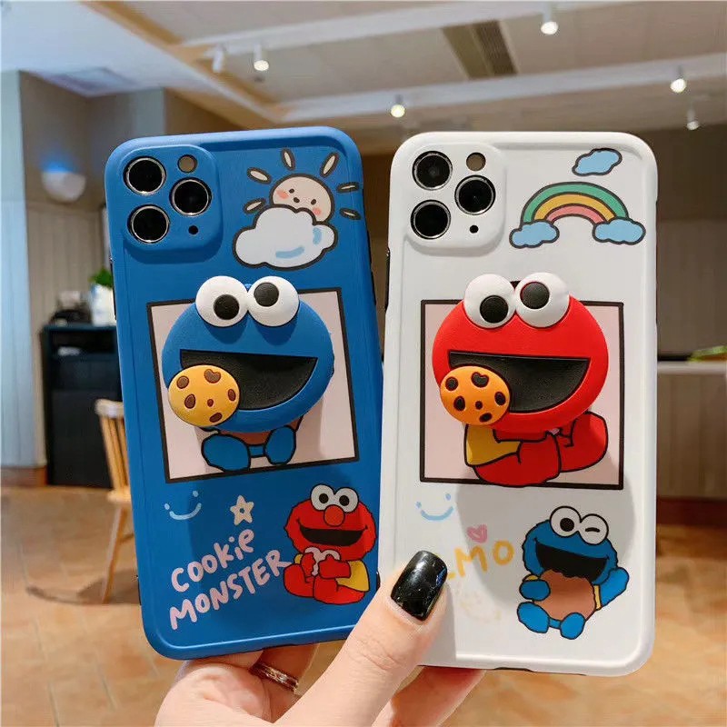 セサミストリート iphone 12/12 pro/12 pro max/11/se2ケース かわいい スタンド機能 Cookie monster/クッキーモンスター