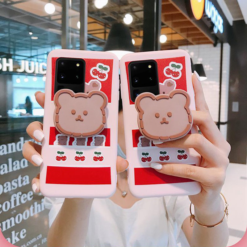 チェリーくま iphone 12/12 pro/12 pro max/11/se2ケース シンプル Cherry bear スタンド機能 Huawei p40/p40 pro/p30/p30 pro/p20/p20 pro/p10/p10 plus/p9/p9 plus