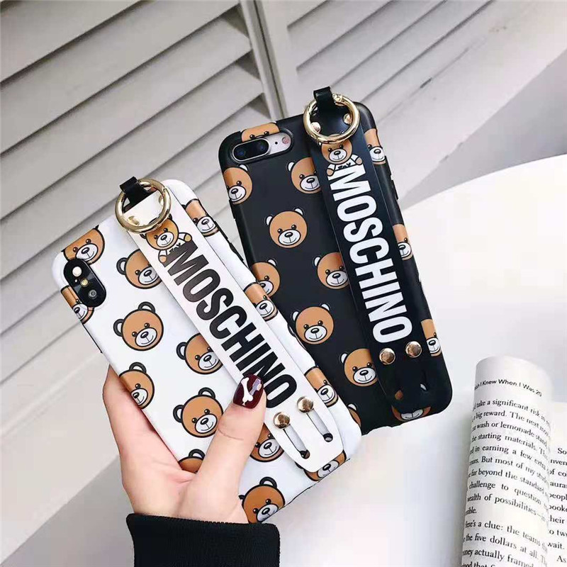 Moschino ブランド iphone 12 pro/12 mini/12 pro max/11/11 pro/11 pro max/se2ケース おしゃれ 韓国風 ジャケット モスキーノ 熊絵柄 ハンドベルト付き リング付き 芸能人愛用 落下防止  耐衝撃 アイフォン