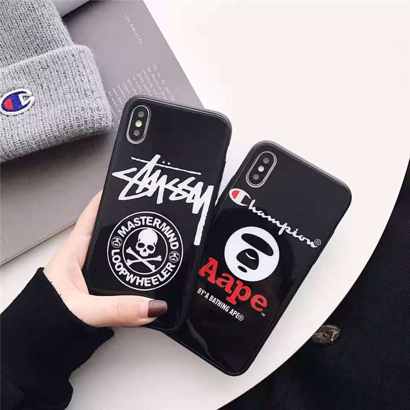 Stussy/ステューシー Aape/アープ iphone 12/11/x/xr/xs/xs maxケース カッコイイ 絵柄 背面ガラス