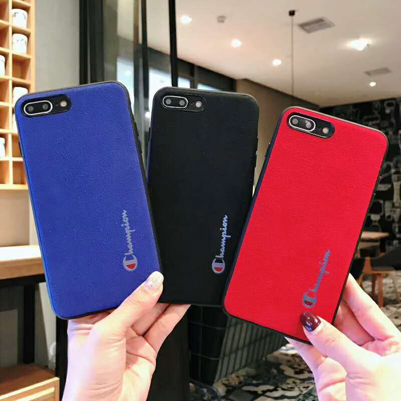 Champion/チャンピオン ブランド iphone x/xr/xs/xs maxケース 背面レザー