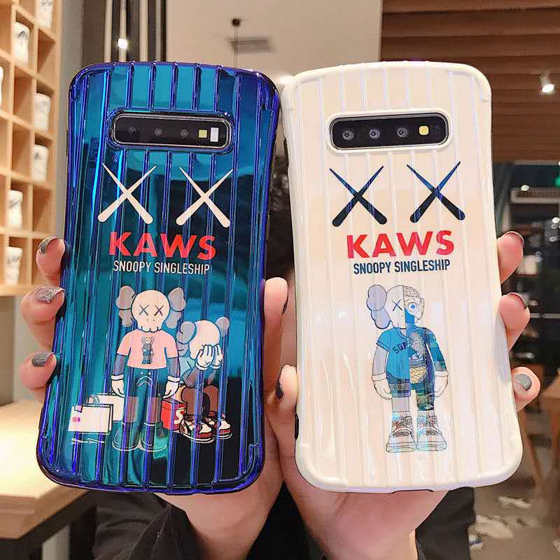 KAWS スヌーピー Galaxy s10/s10+/s9/s9+/s8/s8 plusケース かわいい snoopy カウズ スーツケース型 シリコンケース かっこいい