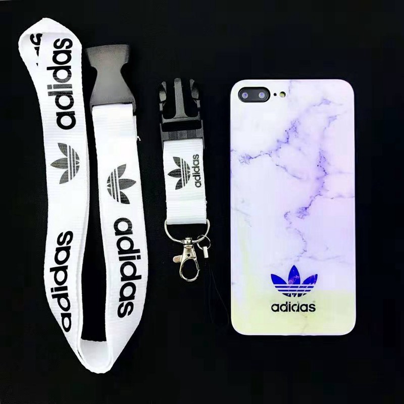 ADIDAS アディダス iphone 12/12 pro/12 mini/12 pro max/11/11 pro/11 pro max/se2ケース ブランド ストラップ付き スポーツ風 IPHONE x/xr/xs maxケース 背面ガラス オシャレ マーブル紋