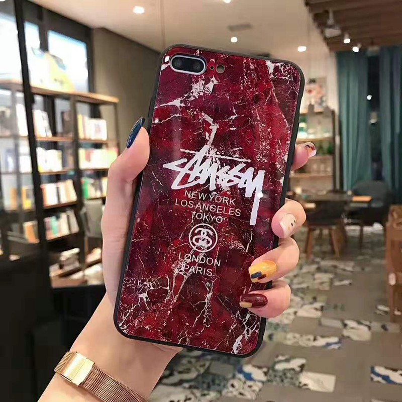 ステューシー ブランド iphone 12 pro max/12 mini/11 pro/se2ケース stussy 大理石 女性向け マーブル柄 セレブ愛用 モノグラム 背面ガラス