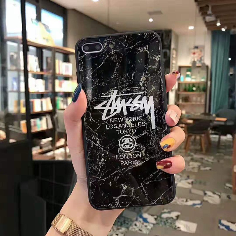 Stussyステューシー ブランドiphone12/12pro max/12 mini/11ケース 大理石柄 個性 ガラス オシャレ ジャケット型 男女通用 アイフォンx/xr/xs/8/7ケース