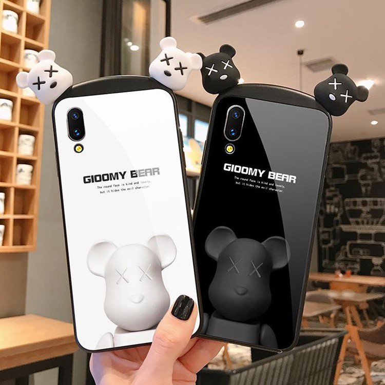 kaws GIOOMY BEER iphone 12/12 pro/12 mini/12 pro max/11 pro max/se2ケース カウズ 立体柄 背面ガラス Huawei p30/p30 pro/p20/p20 pro/