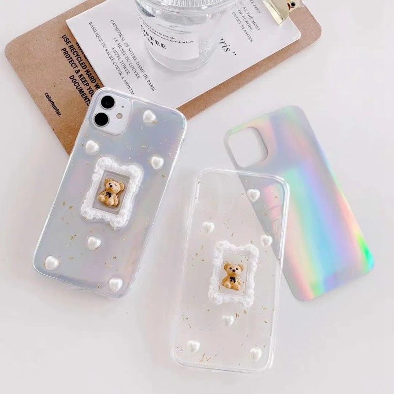 スワロフスキー Swarovski iphone 12/12 pro/12 pro max/11/se2ケース 熊柄 立体 ジャケット型 Kris Bear クリスベア キラキラ 透明