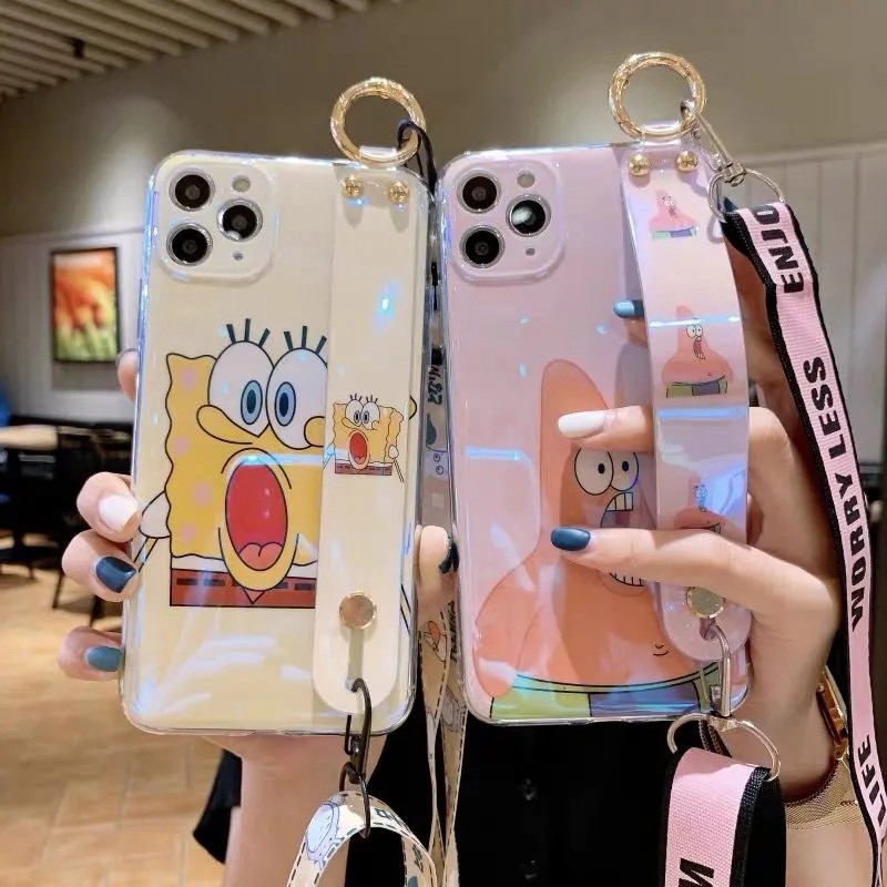 Sponge Bob iphone 12/iPhone 12 pro /iPhone 12 mini /iPhone 12 pro max /iPhone 11/iPhone 11 pro /iPhone 11 pro max /iPhone se2 case Patrick Star with cute strap 