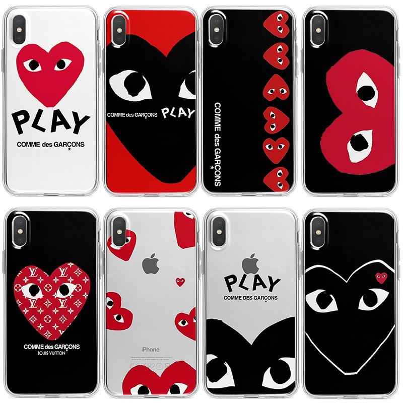 CDG 個性潮 iphone12mini/12pro/12pro maxケース クリアケース 心目 ブランド コムデギャルソン LV アイフォン12/xs/11/8 plus/7カバー COMME des GARCONS 川久保玲 ルイヴィトン Galaxy A51/S20 5G