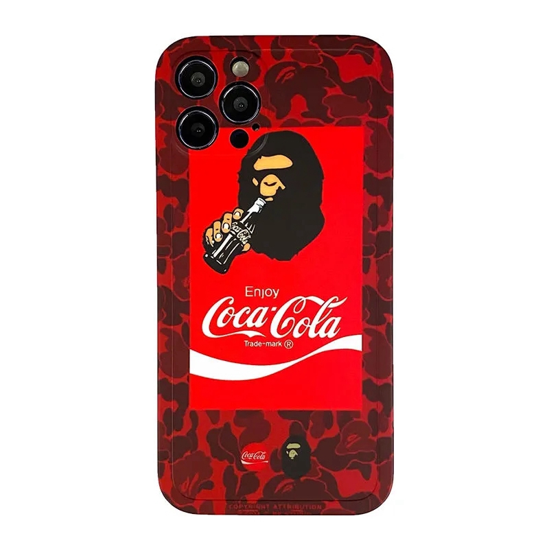 BAPEベイシングAAPEブランドiphone12pro/12mini/12pro max/11ケーススマホケース コカ・コーラ Coca-Cola 猿頭 アイフォンse2/x/xs/xr/8/7カバー