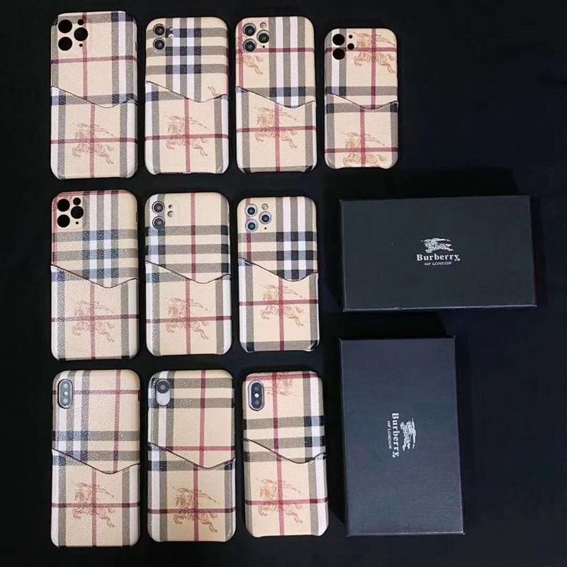 バーバリー 人気ブランド iphone12/12 pro/11/se2ケース Burberry  iPhone12/12 mini/12 pro max/11 proケース 経典縞柄 ジャケット型 カード入れ レザー製 アイフォンxs/x/xr/8/7 plusケース