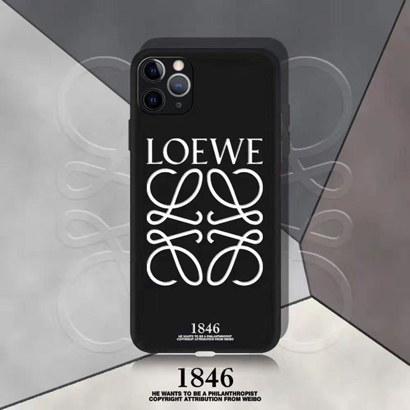 Loeweロエベ ブランドiphone12pro/12mini/12pro max/11ケース お洒落 シンプル ジャケット 黒白色 男女通用 アイフォン12/se2/x/xs/xr/8/7ケース
