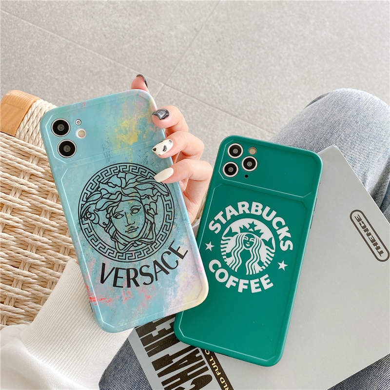 VERSACE ブランド iphone 12/12 pro/12 mini/12 pro max/11/11 pro/11 pro max/se2ケース ins風 スターバックス Starbucks シンプル ヴェルサーチ カラー色 メデューサ柄 モノグラム アイフォン