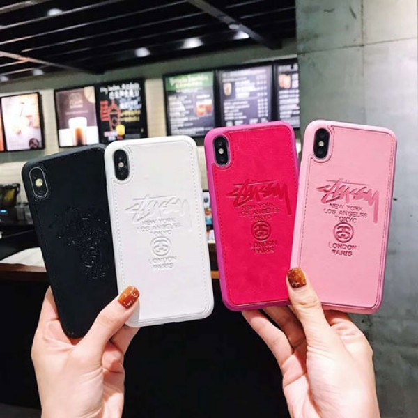 Stussy ブランド iphone 12/12 pro/12 mini/12 pro max/11/11 pro/11 pro max/se2ケース 凹み STUSSY ステューシー レザー ステッチ iPhone x/xr/xs/xs maxスマホケース 純色 TPU ジャケット型 アイフォン8/7/6/6s/6s Plusカバー レディーズ