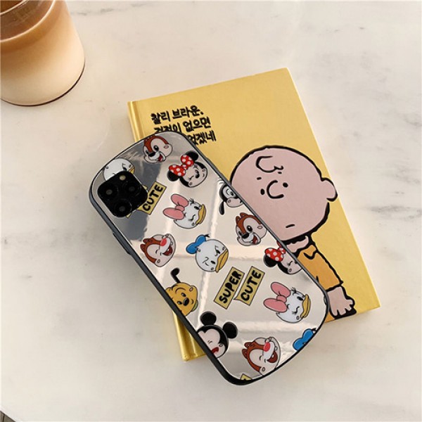 ディズニー iphone 12/12mini/se2ケース ミッキー 反射ミラー カガミ シリコンケース 女性向け Mickey Mouse アイフォンxr/x/xs/8/7カバー ガラスケース Donald Duck 化粧用 芸能人愛用 おしゃれ 可愛い 欧米大人気 