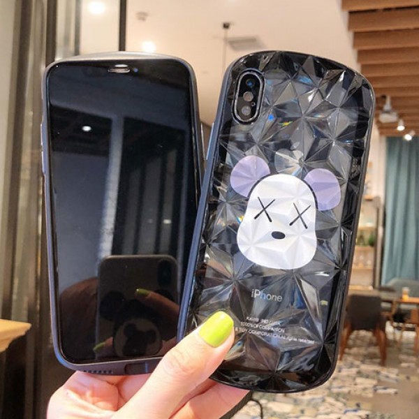 KAWS カウズ風 iphone 12/12 pro/12 pro max/11/se2ケース インスタ風 ガラスケース 個性 お洒落 透明ケース iPhone X/XS/XRケース かわいい アイフォン8/7/6カバー 韓国風 耐衝撃 メンズ レディーズ