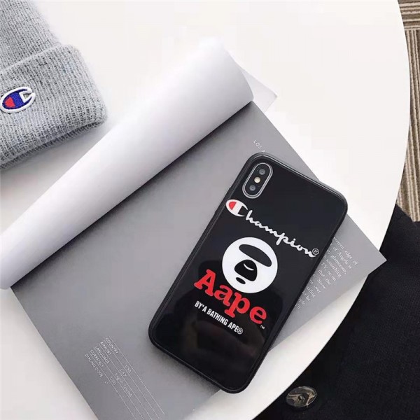 Aape ステューシー iphone 12/11/x/xr/xs/xs maxケース カッコイイ アープ 絵柄 Stussy 背面ガラス iPhone X/8/7 plusケース ブランド アイフォン6/6s ジャケット型 AAPE A BATHING APE 衝撃保護 ファッション メンズ レディーズ