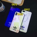 アディダス iphone12/11/xr/xs max/xsケース Adidas マーブル パターン スポーツ風 iphone 12 pro max/12 mini/x/11 pro maxケース クローバー  青白光 背面ガラス ロゴ付き アイフォン8/7 plusスマホケース オシャレ メンズ レディース