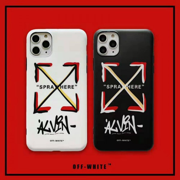 Off-white iphone 12/12 pro/12 mini/12 pro max/11/11 pro/11 pro max/se2ケース ブランド オフホワイト 個性 SPRAY HERE 矢印 韓国風 耐衝撃 アイフォンx/xr/xs max/8/7 plusケース メンズ レディース