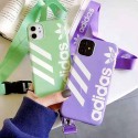 アディダス iphone 12/12 pro/12 mini/12 pro max/11/11 pro/11 pro maxケース カラー スポーツ風 Adidas クローバー ストラップ付き モノグラム シンプル ブランド 3本ライン お洒落 iphone se2/x/xr/xs max/8/7 plusケース 大人気ケース レディース