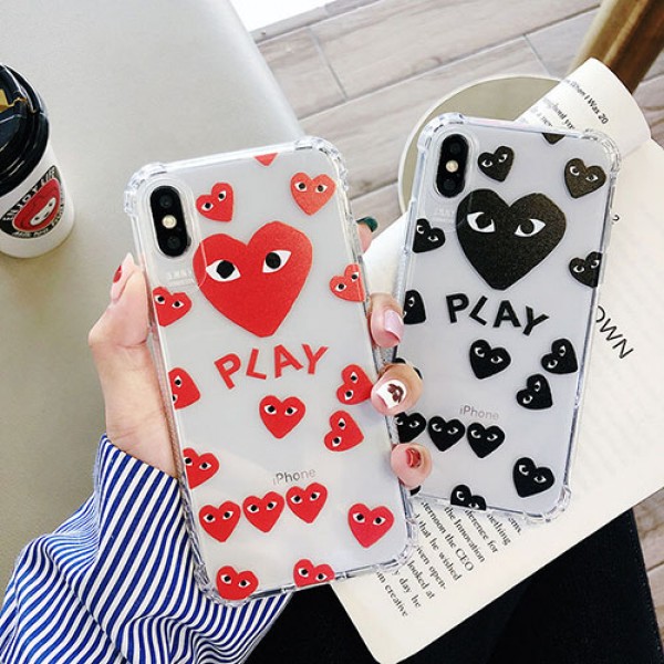 コムデギャルソン iPhone 12 mini/12 pro max/11 pro max/se2スマホケース シンプル クリアケース かわくぼれい ブランド Comme des Garçons  cdg携帯カバー Play心顔 かわいい 人気 アイフォン12/12 pro/11/11 pro/x/xs/xr/8/7カバー レディース愛用