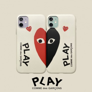 CDG iphone12/12mini/12pro/12pro maxケース ブランド コムデギャルソン 格好良い iphone12/xs/11/8 plusケース 心目柄 モノグラム COMME des GARCONS 川久保玲 おまけつき アイフォン12/xr/xs max/8/7/se2カバー ファッション カップル 大人気 レディース 