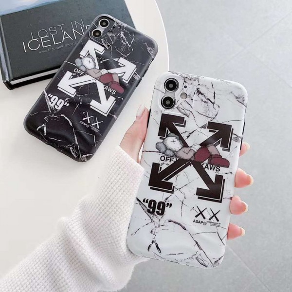 KAWS カウズ ブランド iphone 12 mini/12 pro max/11/xr/xs max/se2ケース Off-White オフホワイト 大理石 女性向け マーブル柄 セレブ愛用 アイフォン12/12 pro/11pro maxケース 激安 iphone 11/x/8/7 スマホケース メンズ レディース