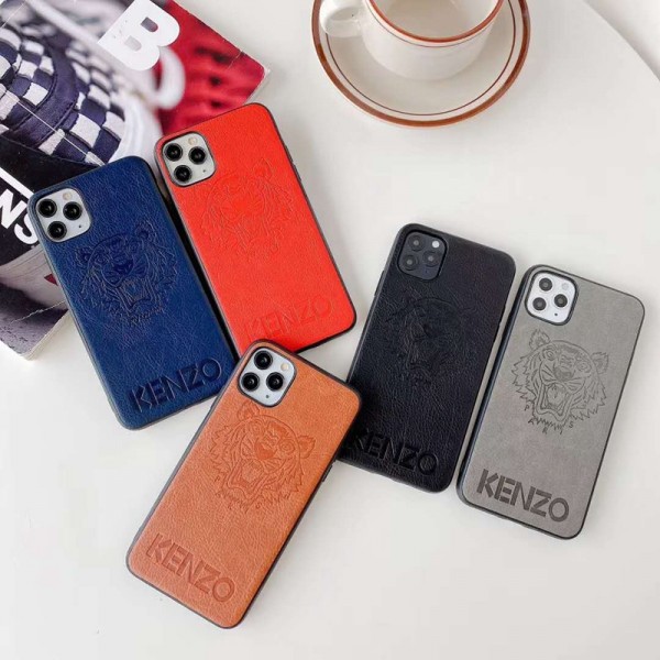 ケンゾー iphone 12/12 mini/12 pro/12 pro maxケース ビジネス 個性 レザー KENZO 虎頭プリント Galaxy s20/s10+/note20ケース iphone 11/11 pro/11 pro maxケース ファッション ジャケット型 アイフォンx/xr/xs/xs max/8/7 plusケース 大人気