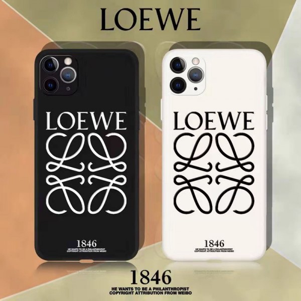 LOEWE ブランド iphone 12 pro/12 mini/12 pro max/11 pro max/se2ケース かわいい iPhone X/XS/XRスマホケース ブランド ロエベ シンプル ジャケット 黒白柄 アイフォン12/11/11 pro/x/xs/xr/8/7ケース メンズ レディース