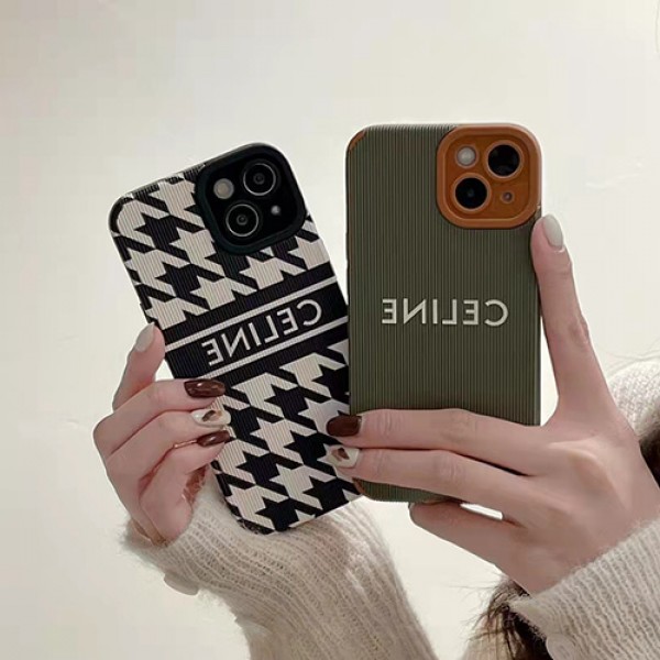 ブランド セリーヌ かわいい iphone13/13pro max/13proカバー オシャレ 千鳥格 CELINE アイフォン12pro/12pro max/12ケース 背面コーデュロイ 滑り止め iPhone11pro max/11pro/11フルカバー 圓角保護 ファッション 放熱性よい