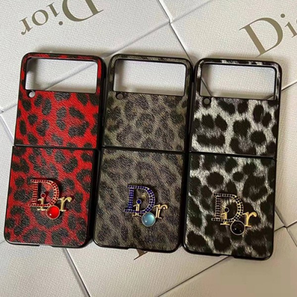 Dior ブランド GALAXY Z Fold3/Fold2/foldスマホケース折り畳み式  個性なヒョウ紋 ディオール galaxy z flip3/flipカバー 立体ロゴ付き キラキラ ギャラクシー zfold3/flip3ケース 完璧 フィット 軽量 メンズ レディース