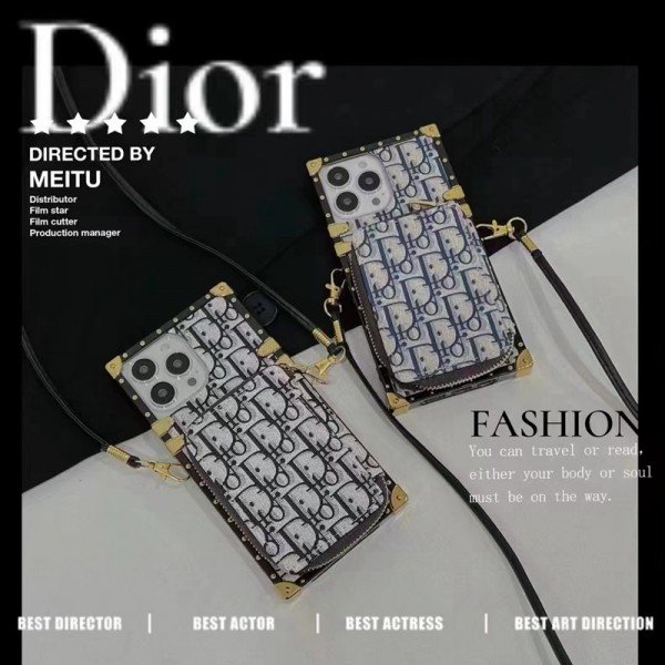 DIOR ブランド アイフォン14max/13proケース 耐衝撃 ディオール iphone13/13pro maxカバー 収納力抜群 iPhone12/12pro maxカバー 取り外しストラップ iphone 11pro maxソフトケース 個性トランク型 おしゃれ 多機能性 メンズ レディース