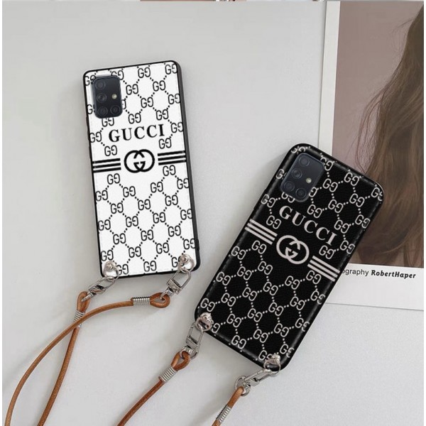 Gucci ブランド Galaxy S22/S22+/S22ultraレザーカバー 取り外し可能紐付き グッチ ギャラクシーa51/a71 5gケース 放熱性良い 可愛い スムーズ Samsung s21ultra/s20+/note20u斜め掛けカバー 落下防止 簡約