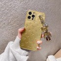 ペア揃い ブランド  lv 金銀 アイフォン13pro/13pro maxケース可愛い 立体人形飾り ルイヴィトン iPhone12pro/12pro maxフルカバー 耐衝撃 レンズ保護 ファッション iphone11pro max/11pro/11ケース 型押し柄 高級感 メンズ レディース