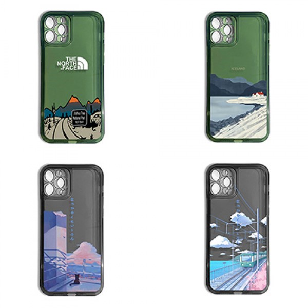 THE NORTH FACE ブランド IPhone 13mini/13Pro max/13Pro /13ケース シリコン 透明カバー 軽量 薄い ザノースフェイス アイフォン12pro /12pro max/12mini/12クリアカバー レンズ保護 耐衝撃 可愛い IPHONE11pro/11 pro max/11/se2ケース山柄 アイスランド柄 おしゃれ レディース 人気 メンズ