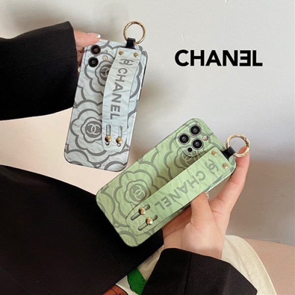 Chanel/シャネルiphone13/13pro/13pro maxケースブランド ベルト付き 落下防止 アイフォン12pro/12pro max/12携帯カバー 美しいツバキ柄 iphone11/11pro/11pro maxケース高品質 ココマーク かわいい 女子愛用