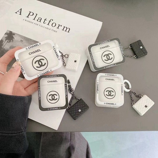 ブランドAirPods 3 ケースシャネル 半透明 ミニバッグ飾り chanel エアポッド プロ用カバー 保護ケース 耐衝撃 創意 オシャレ airpods 2/1ケース ペンダント 紛失防止 かわいい レディース愛用