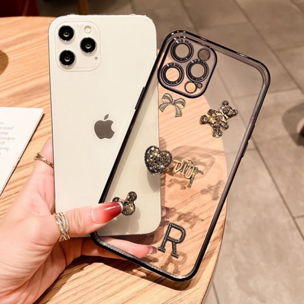 ブランド Dior 可愛い IPHONE13mini/13Pro max透明ケース 綺麗 飾り付き ディオール iphone13Pro/13クリアカバー キラキラ 少女感 アイフォン12mini/12pro max/12/12proケース サイド塗装 高級感 IPhone11pro/11 pro max保護カバー 精緻 レディース向け