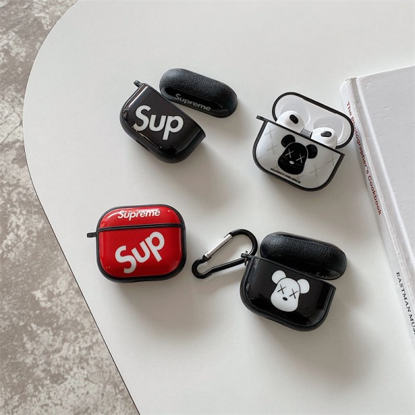 Supreme ブランド AirPods 3 収納ケース 紛失防止 カウズ airpods proカバー 埃防止 キズ防止 エアーポッズ1/2カバー 携帯便利 おしゃれ 男女兼用 人気 