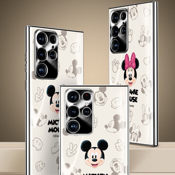 ブランド ディズニー GALAXY S22ultraケース 背面強化ガラス Disney ギャラクシーs22+スマホカバー 耐衝撃 キズ防止 galaxy s22ケース 滑らか 手入れ安い かわいい漫画柄 人気 ミッキマウス