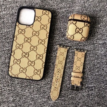 <3点セット> ブランド グッチiphone13Pro/12mini/11pro max/se3/xrカバー 滑り止めデザイン gucci エアーポッズ3/2/1保護ケース 耐久性 紛失なし iwatch 7/6/5/se革ベルト 全世代対応 スムーズ 軽量 快適