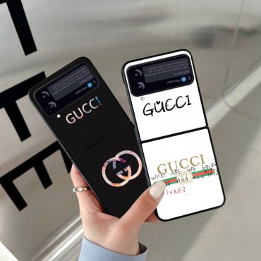 GUCCI ブランド ギャラクシー Z FLIP4スマホケース シンプル 高級 グッチ Galaxy Z Flip3カバー オーダーメイド風 GALAXY Z Flip4ケース 落下保護 おしゃれ 英字の柄 ファッション 男女兼用