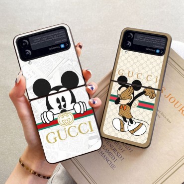 グッチ ブランド Galaxy Z Flip4 スマホケース 保護ケース GUCCI コラボ Disney ギャラクシー Z Flip3カバー かわいい ミッキマウス柄 ディズニー Samsung z flip3スマホカバー 軽量 フィット サムスン Z Flip携帯ケース 耐衝撃 キズ防止 メンズ レディース