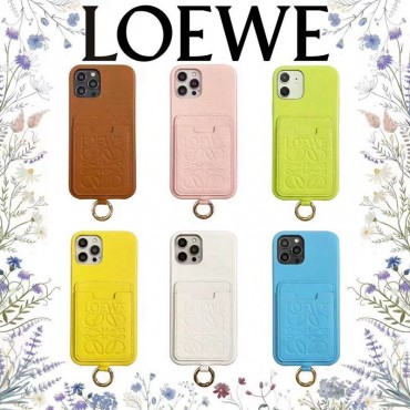 ロエベ iPhone14/13proスマホケース 純正レザー LOEWE アイフォン13pro maxカバー ロングストラップ付 ブランド iphone12/12proケース 耐久性 IPHONE11pro max/11カバー 放熱性抜群 フィット 簡約 メンズ レディース