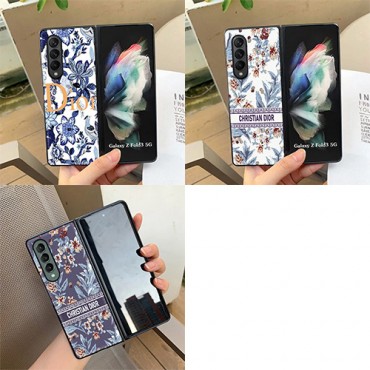 ハイブランド Dior 折り畳み式 galaxy z fold3スマホケース 使用スムーズ ディオール ギャラクシーｗ22革カバー 耐衝撃 フェット GALAXY Z Fold3/W22ケース 復古スタイル キレイ 花柄 ファッション 激安