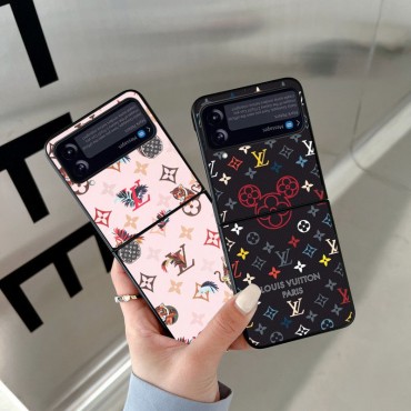 ハイブランド Samsung Galaxy Z Flip4 5G ケースルイヴィトン鮮やか プリント柄  LV ギャラクシーz flip3スマホカバー 背面レザー 耐衝撃 Galaxy z flip3 ケース 全面保護 携帯カバー 超軽量 薄型 オシャレ